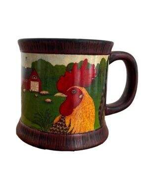 HALLMARK Valerie Pillow Design Mug Rooster Farmhouse Barn Coffee Tea Kitschy